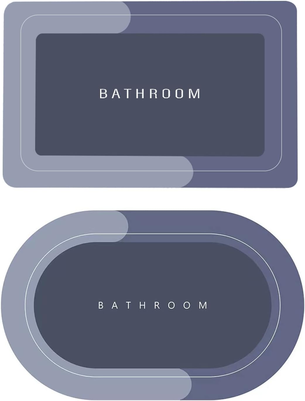 BESUNTEKBath Mat, 2Pcs Super Absorbent Quick Dry Bathroom Rugs Thin Non-Slip Shower Rug for in Front of Bathtub,Shower Room,Sink