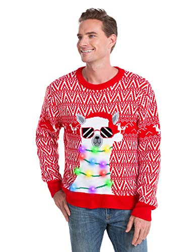 HSCTEK Light-Up Llama Fair Isle Christmas Sweater - Image 2