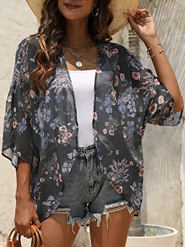 Image of Chunoy Women Short Sleeve Chiffon Kimono Beach Swimsuit Cover Up