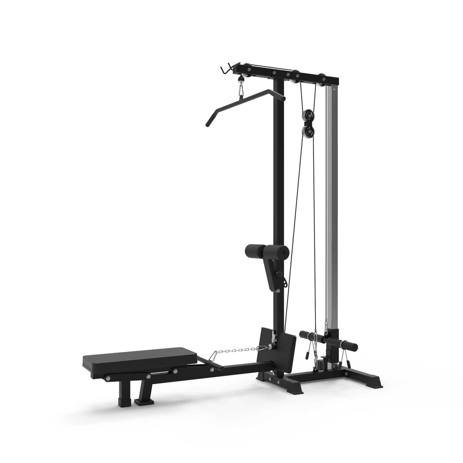 Bad Company Torre de poleas con cojín de asiento plegable y accesorios – Máquina para entrenamiento de torso bíceps tríceps en el cable I BCA-106