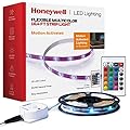 Honeywell 16.4ft Indoor LED Strip Light - Color Changing RGB, Motion Activated with Remote Control - for Bedroom, Kitchen, Dorm, Game Room, Cabinets, Etc - Wall Plug 12 Volt No Battery