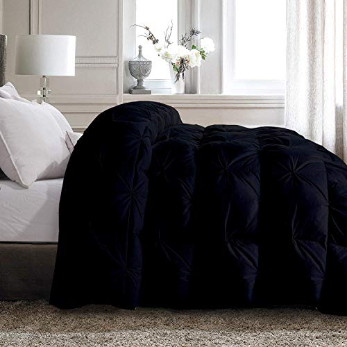 Hr Decor Fluffy Down Alternative 1000 Series 1 Piece Black Pinch Pleated Bedding Comforter 500 Gsm Egyptian Cotton Oversized Queen #TOP3