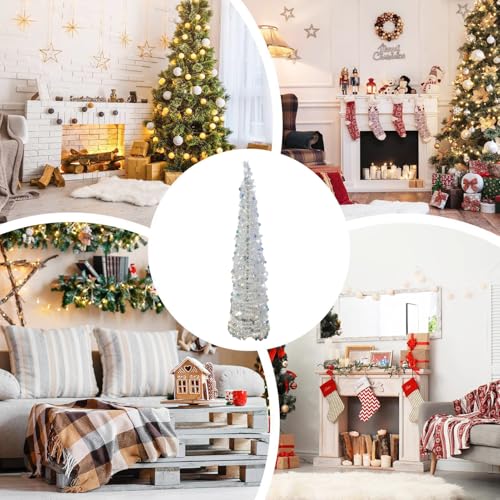 Árbol de Navidad LED de 1,5m con purpurina para iluminar tu salón o terraza 5