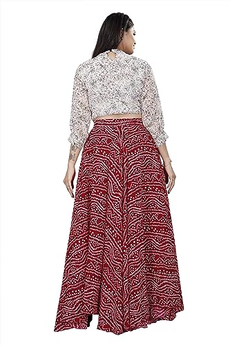 Image of Women's American Crepe Blooming Flared Long for Traditional Stitched A-line Flare Skirt for Girls with 12 Meter Flare 40inch Height