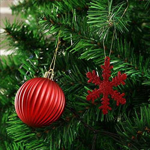 image for Sunnyglade 60ct Red Christmas Tree Ball Ornaments Set Shatterproof Chr