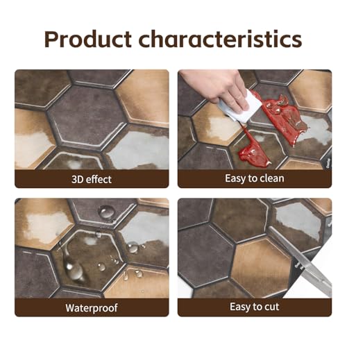Azulejo hexagonal de mármol autoadhesivo, reforma sin obras para cocina 4