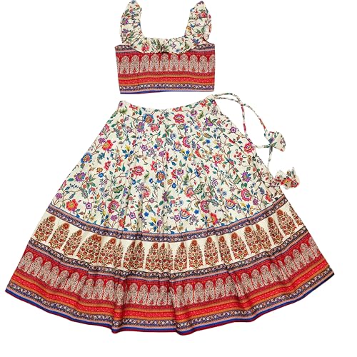 Image of E-Sqare Kids Girls Multicolour Bandhani Print Lehenga Choli Set | Ethnic Wear Dress | Readymade Clothing Set | 2 to 8 Years