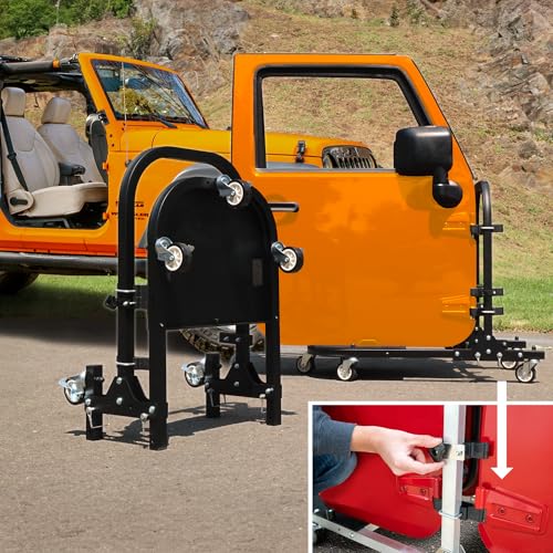 Image of EZ4X4 2-Door Black Rolling Storage Cart Foldable Rack fits JL JK TJ YJ Patented
