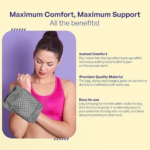 Hot Water Bag BLACK OLIVE® Heating Gel Bag For Pain Relief Electric Hot Pack Heat Pad Electric Heating Pad For Menstrual, Period Cramps, Back & Muscle Pain Men & Women With Charging Cord (Multicolor/Assorted)