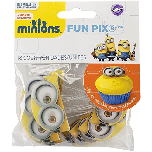 New Wilton 2113-4600 Despicable Me Minions Fun Pix Cupcake Toppers, Pack of 18, Yellow