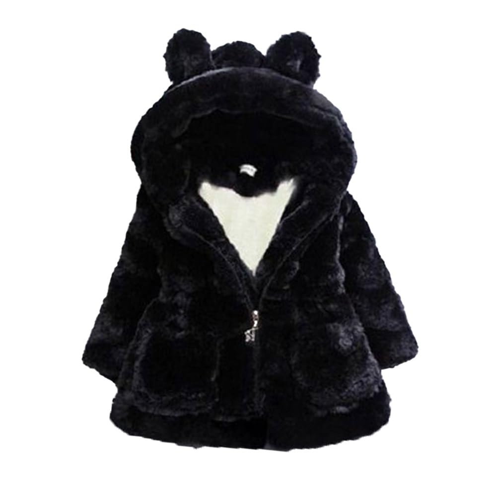 AiWMGL Kids Girls Winter Warm Coats Jacket Clothes Outwear Overcoat Ear Hooded Faux Fur Thicken Fleece Toddler