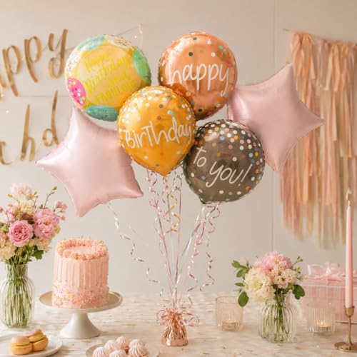 Image of Wanna Party Big Triple Balloon Happy Birthday Balloon Ser-Set of 5 for Happy Birthday Foil Balloons,Birthday Balloons for Decoration