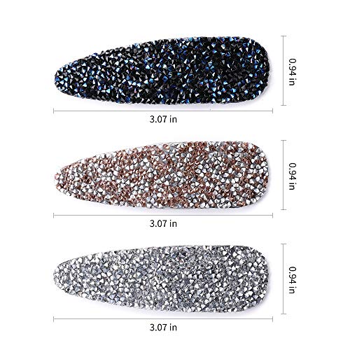 Rhinestone Hair Clips For Women And Ladies Shining Crystal Snap Clips Different Color Rhinestone Hair Pins Hair Barrettes For Party Wedding Daily Girls Hair Decorative (Pink Blue Gray) #TOP1