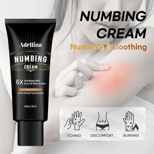 Image of Adellina Numbing Cream Maximum Strength: Long Lasting Extra Soothing with Arnica and Elmu Oil (2 Fl Oz (Pack of 1))