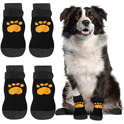prota 2 Pairs Dog Grip Socks, Anti-Slip Dog Grip Socks Pet Paw Dog Cat Paw Protectors with Waterproof Rubber Bottom and Adjustable Straps, Dog Socks for Extra Small to Extra Large Dogs Cats Cover
