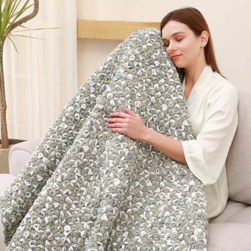 Image of #6 Super Bulky Blanket Yarn for Crocheting - 4 Skeins(Each 10.5oz /300g, 220yds /201m), Chunky Chenille Thick Plush Big Soft Yarn for Crocheting Knitting Blankets, Khaki & Rose & White