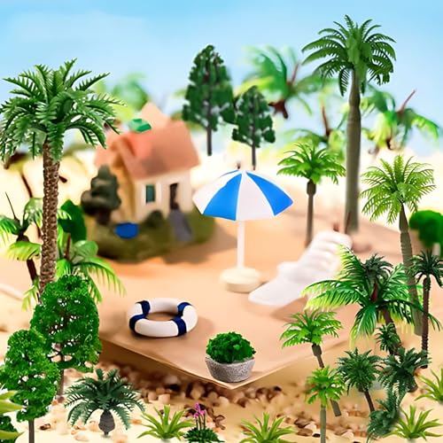 QuarenDen Model Trees, Miniature Palm Trees, 38Pcs, Architecture Tree, Rainforest with Sand for DIY Scenery Landscape, Model Train Scenery by QuarenDen - Image 3