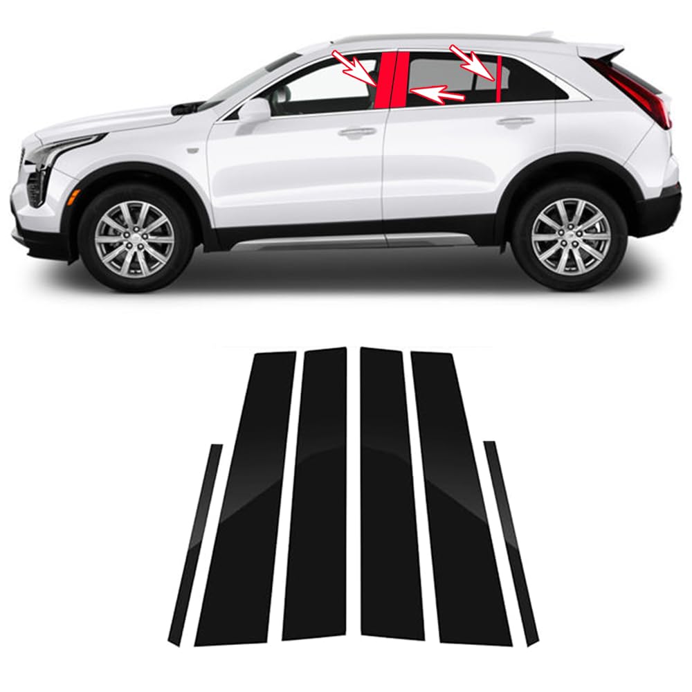 6pcs Black Car Window Center Pillar Stickers for Cadillac XT4(2018-2023) Car Window Trim Protect The Center Pillar Prevent Scratches Car Tuning Accessories