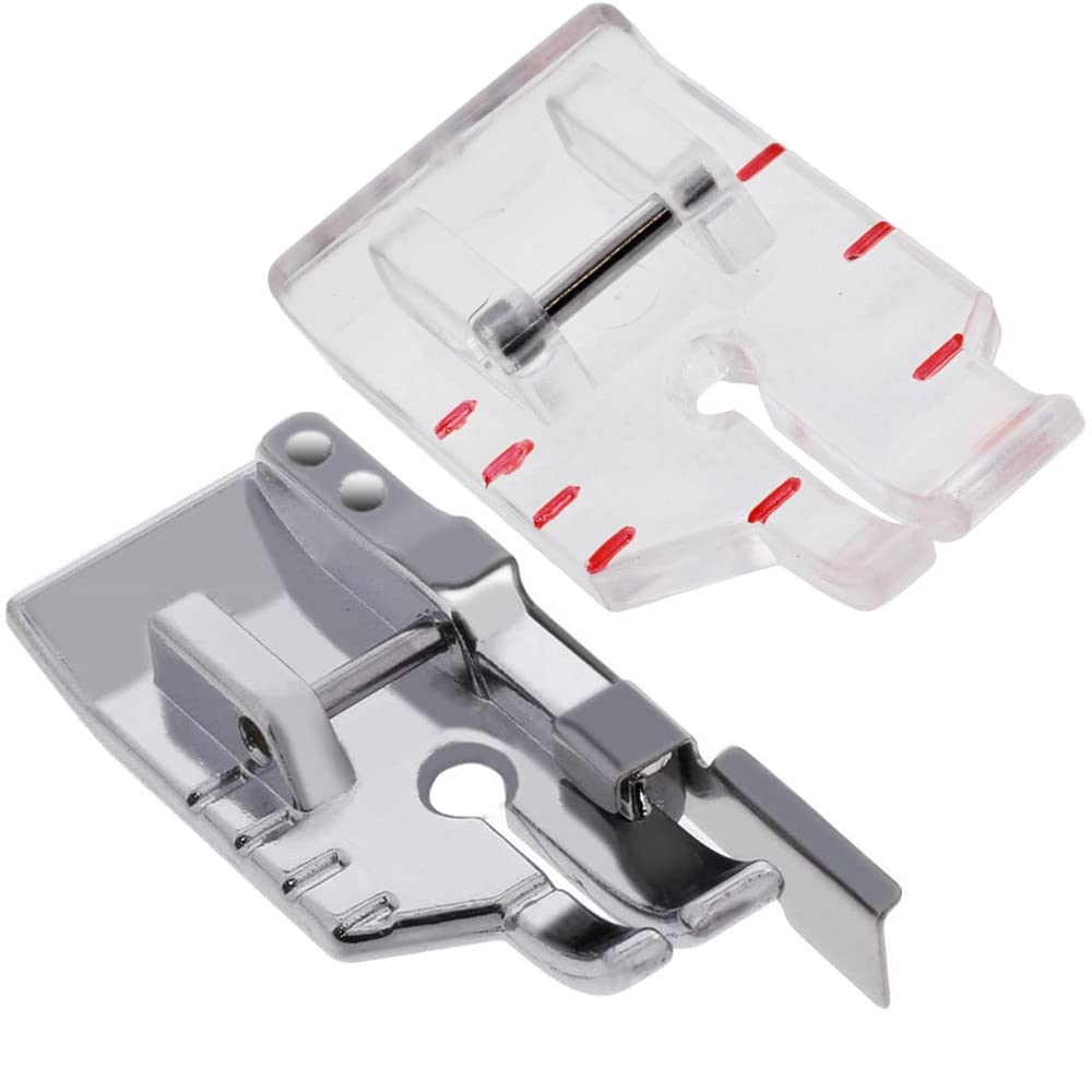 YRDQNCraft1/4 inch Presser Foot Quilting Patchwork Foot with Edge Guide, 1/4 Inch Clear View Quilting Presser Foot, Fit for Singer Brother Babylock Janome Simplicity Low Shank Sewing Machine（2pcs）