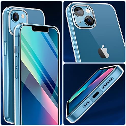 Gonattis Clear Case Compatible with iPhone 13 Case with 2 Pack Tempered Glass Screen Protector and 1 Pack Camera Lens Protector, Soft TPU Silicone Anti-Scratch Cover for iPhone 13 - Transparent