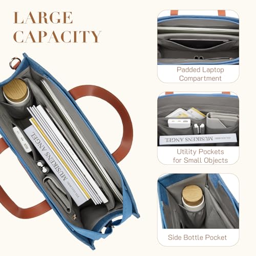 Missnine Denim Tote Bag for Women - Casual & Work - 15.6 inch Shoulder Bag for Office & Business3