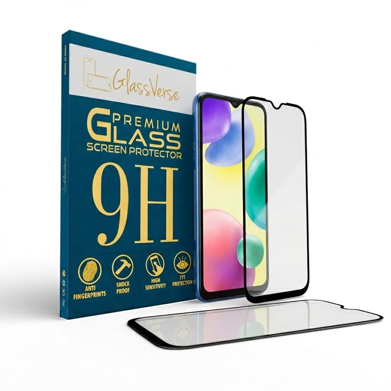 Image of GlassVerse PureView Tempered Glass for Redmi 10A | Crystal Clear, 9H Hardness Screen Protector, Edge to Edge, Case Friendly, Hassle-less Installation Kit Included. (Pack of 2)
