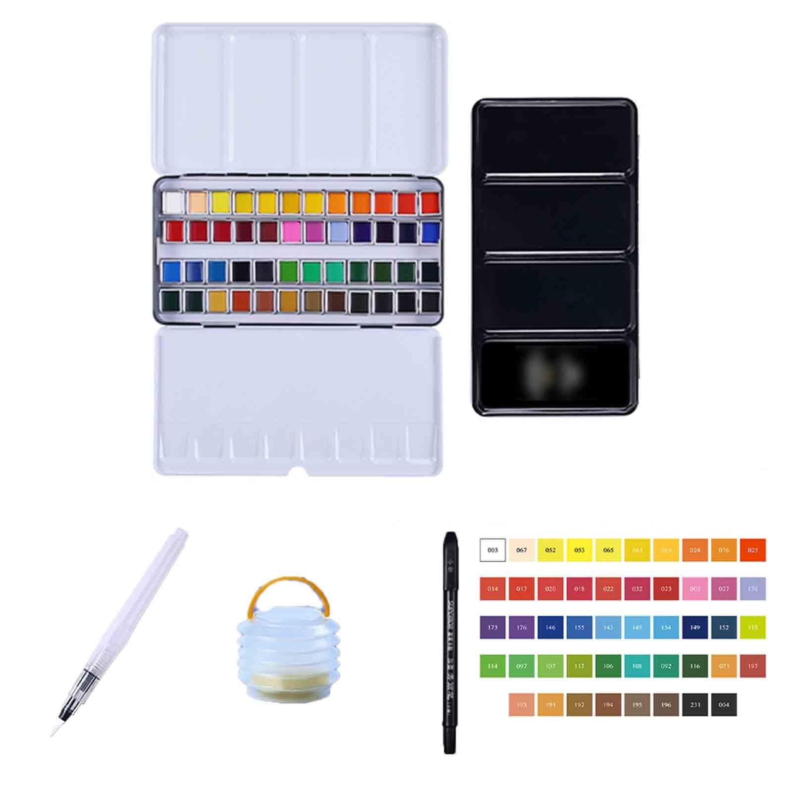 Zestaw Farb Do Podróży Wszystko W Jednym Mini Zestaw Akwarelowy Mocz I Maluj Zawiera Paletę Dla Artystów Szkicowanie En Plein Air(48 colours)