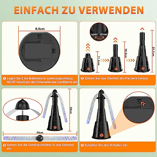 Fliegenwedler, 4 Stück Fliegenabwehr für Den Tisch, Faltbar und Aufhängbar Insektenschutz für Lebensmittel, Insektenschutzventilator mit holografischen Flügeln für den Außen- oder Innentischgebrauch
