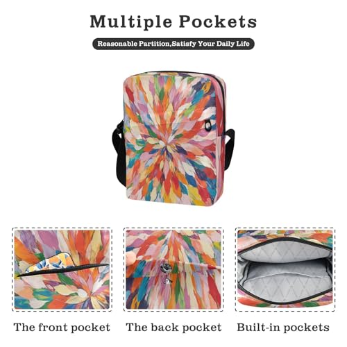 messenger bag crossbody Crossbody Bags For Women women's crossbody handbags Adjustable Strap for Shopping Shopping- Radiant Explosion Of Color Artwork2