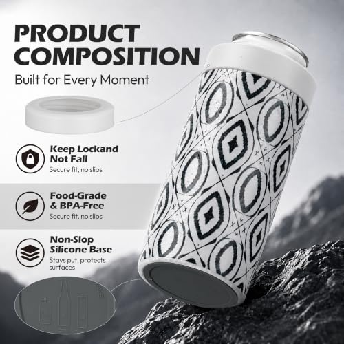 Image of 4-in-1 Slim Can Cooler Easy to Hold Insulated Beer Can Holder Double-Walled Stainless Steel for All 12 Oz Cans (White shape)
