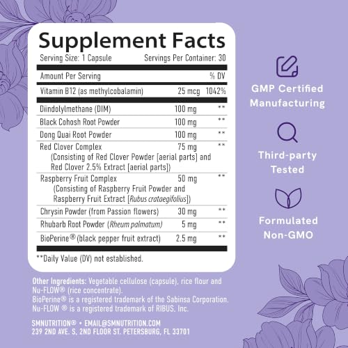 Image of Menopause Supplement for Women Hot Flashes & Night Sweats | Hormone Balance, Menopause Relief for Women & Perimenopause Support | With Black Cohosh, DIM & Red Clover | Third-Party Tested | 30 Ct