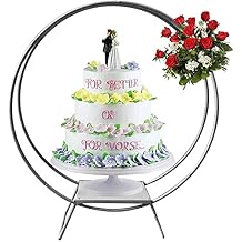 CNCEST Wedding Cake Stand Wedding Arch Backdrop Double Ring Circle Cake Stand Balloons Arch Rack Wedding Party Events Decor Silver-Dia 80cm
