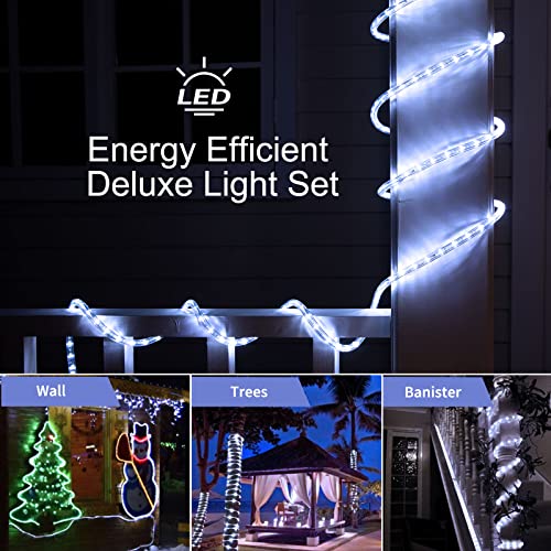 Led Rope Lights Outdoor - 18 Feet 216 Leds Bright Waterproof String Lighting For Tree Bedroom Party Garden Pool Floor Wall Ceiling Eaves Kitchen Christmas Festival Indoor Outdoor Decoration, Plug In #TOP1