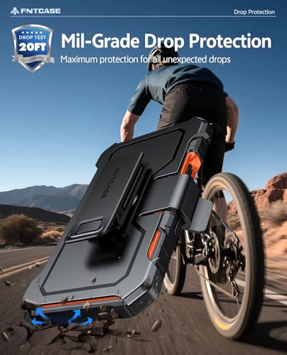 Coque antichoc Pro-Max FNTCASE orange : protection robuste de qualité militaire avec béquille - 6