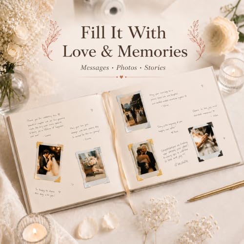 Image of Custom Embroidered Wedding Guest Book, Personalized Linen Hardcover