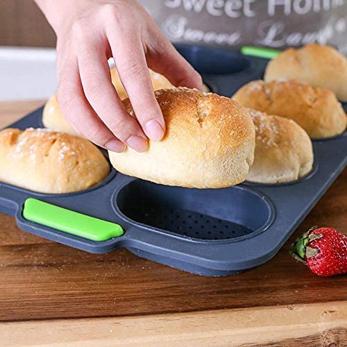 Mini teglia da forno Stampo da forno in silicone for pane francese Antiaderente Stampo for pagnotta a 8 cavità Perfetto for pane francese Grissino Utilizzato in modo sicuro in forni e frigorifero/960