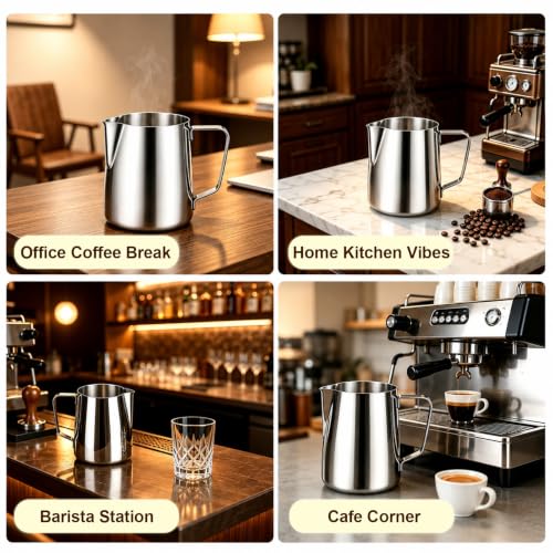 Image of Saiveina Milk Frothing Pitcher, 12oz Milk Frother Cup with Art Pen