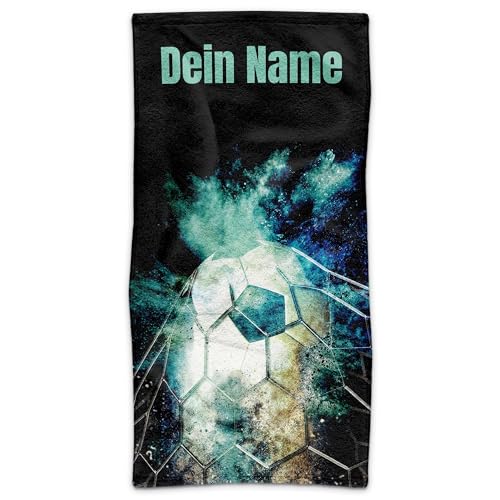 Print Royal PR Handtuch personalisiert mit Name - Badetuch mit Wunschname Bedrucken - Handtuch für Fußballer, Fußballfans, Fußball Geschenke | Individuelles Fotohandtuch - 100 x 50 cm