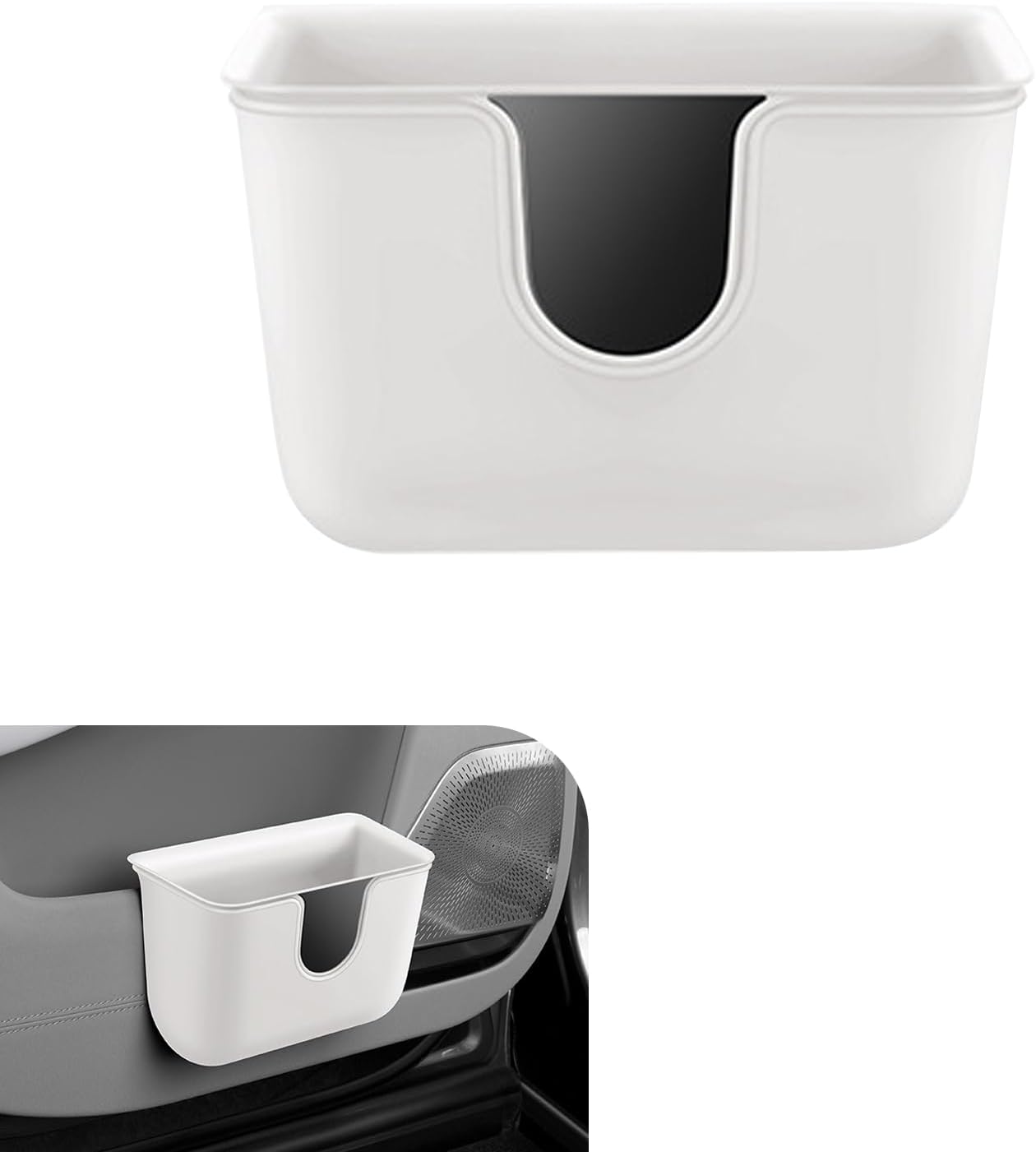 Car Trash Can, Multifunctional Double-Layer Seat Back Hanging Mini Trash Bin, Leak-Proof Waterproof Small Garbage Can for Cars, Universal Car Organizers and Storage Accessories (White)