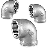 JoyTube Stainless Steel 304 Cast Pipe Fitting 3/8' to 3/8' Female to Female NPT Threaded Pipe Fitting, 90 Degree Elbow, Class 150 (Pack of 3)