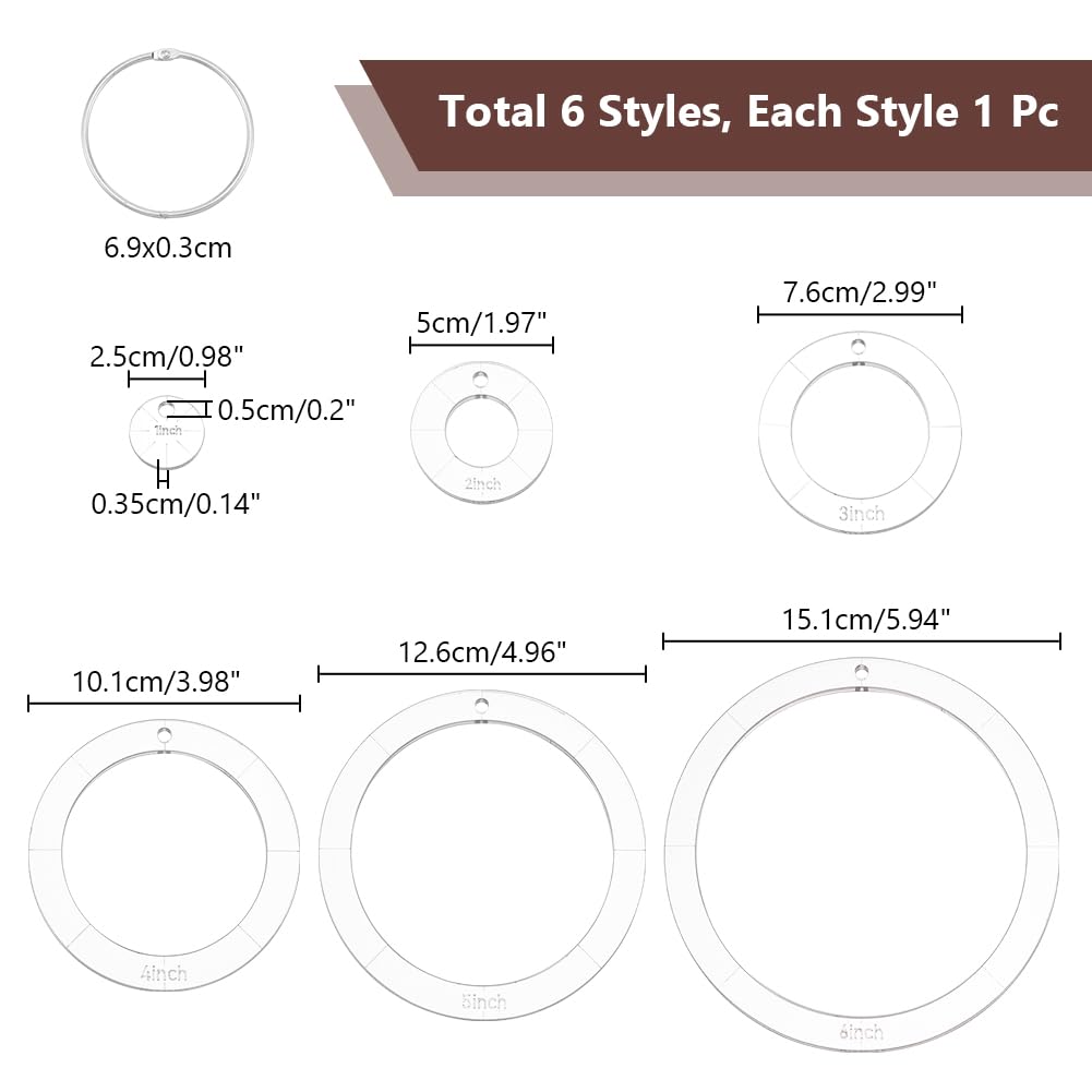 Circle Stencils NBEADS 6 Pcs Circle Quilting Acrylic Template, 1/2/3/4