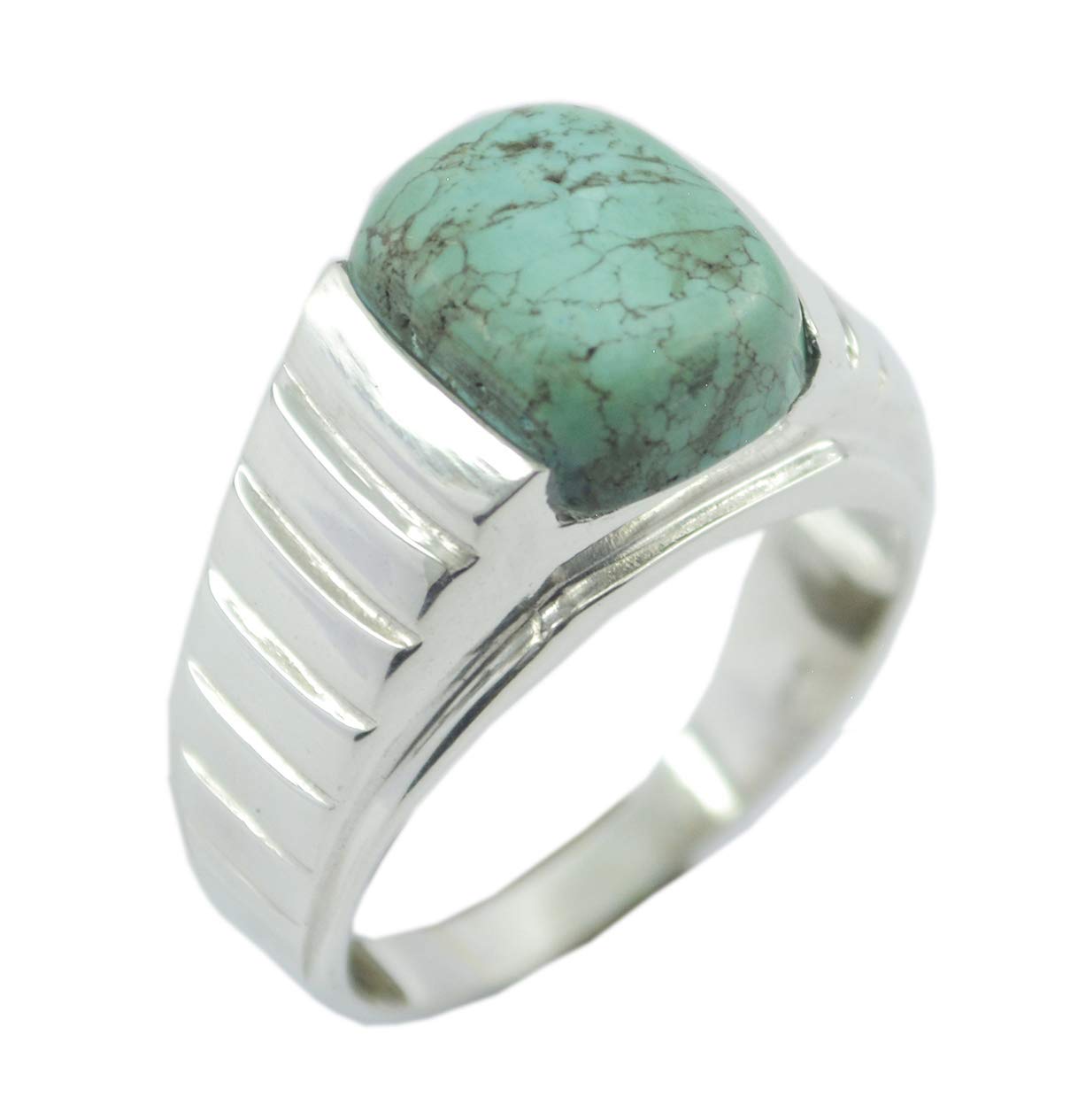 Bague en argent 925 avec turquoise véritable sertie à la main - 3