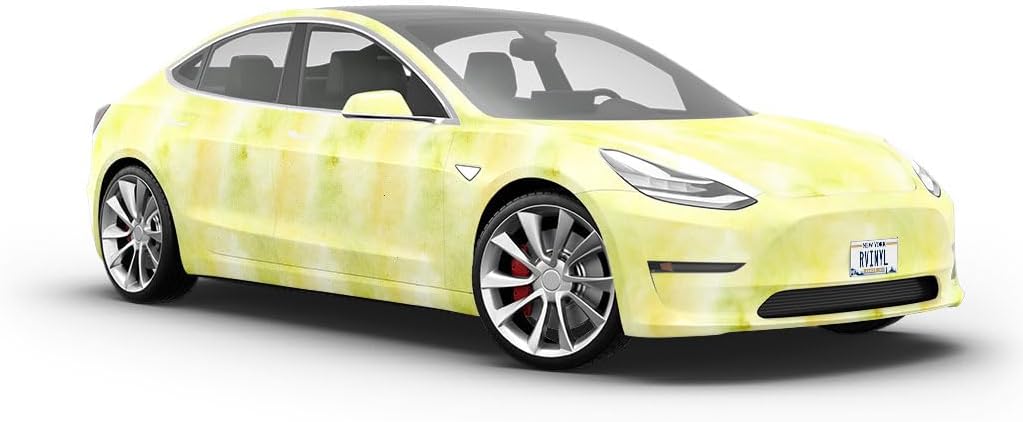 Rwraps Yellow Watercolor Golden Ballet Gloss Vinyl Film Wrap 59in x 16ft Vinyl Vehicle Car Film Sheet Roll