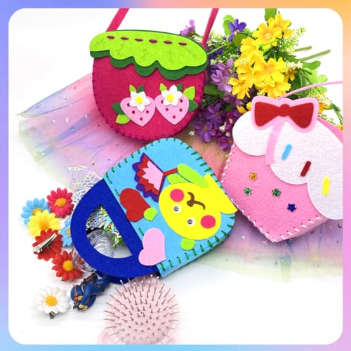 AffeGifts Felt Sewing Kits for Children 4 Pack Handbag Kids Sewing Kit Childrens Sewing Kits for Beginners Fun DIY Educational Sewing Craft Gifts for Girls - Image 4