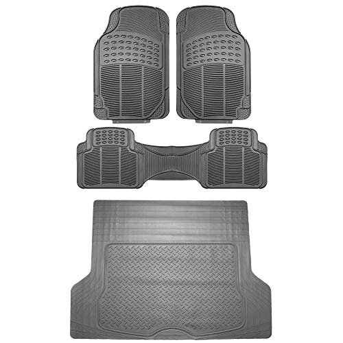 Image of FH Group Climaproof Trimmable Non-Slip Vinyl Floor Mats Full Set - Universal Fit for Cars Trucks and SUVs (Gray) F11306 + F16400