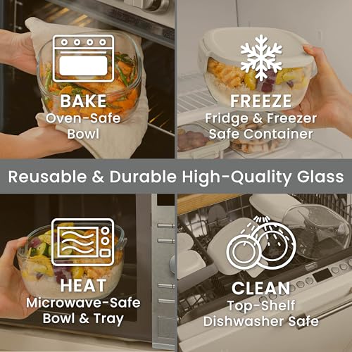 Image of Bentgo Glass Salad Container with Airtight Lid & Leak-Proof Sauce Cup