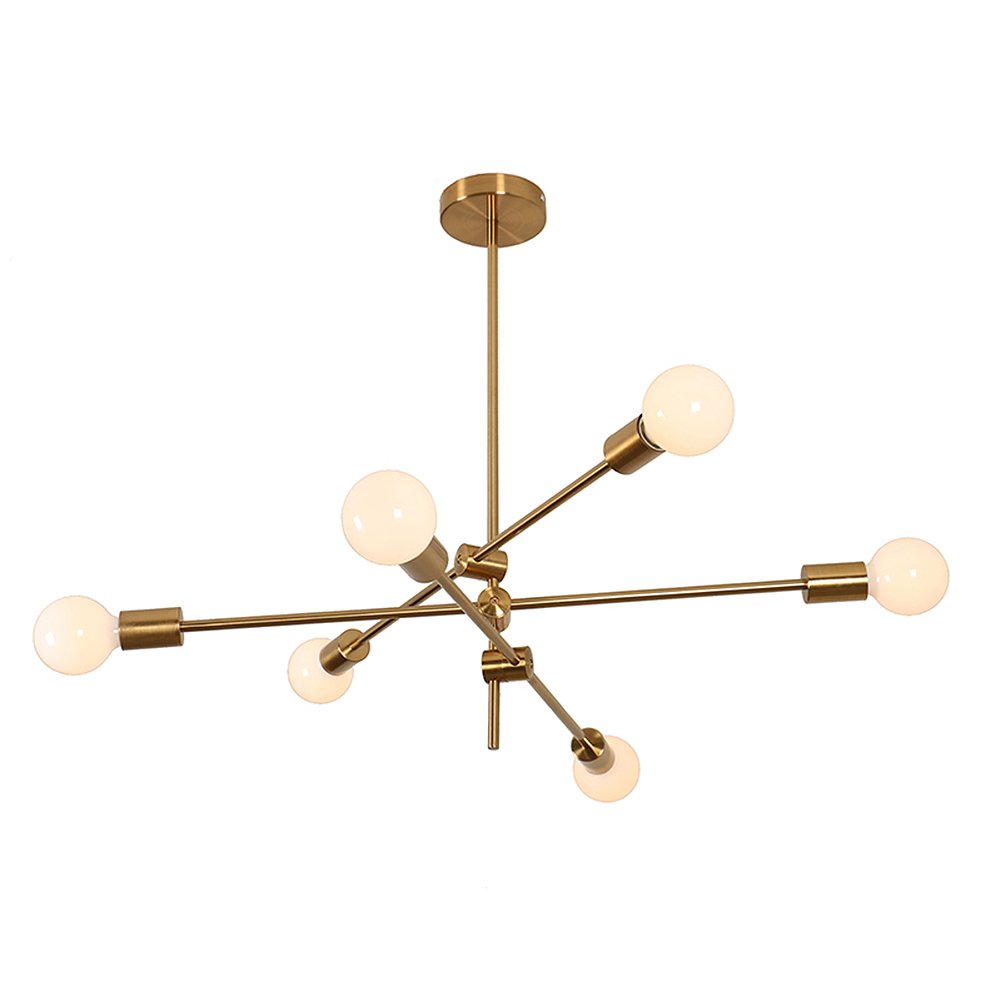 Chandelier Pendant Lighting Brushed Bronze Finish Fixture Hanging Lamp Flush Mount with 6 Lights