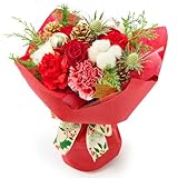 bloomee(ブルーミー) そのまま飾れる ブーケ クリスマス ver Mサイズ (クリスマスカード 付) 花 生花 ミニ 花束 (ギフト プレゼント お祝い) xmas フラワーギフト (花瓶不要 水いらず)