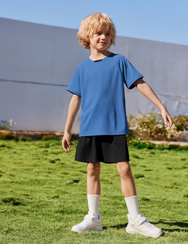 Image of Arshiner Boys Loose Athletic Set Crew Neck T-Shirt & Mesh Short 4-13 Years | Boys Loose Athletic Shorts Set Performance Crew Neck T-Shirt and Mesh Short Outfits Lightweight & Breathable