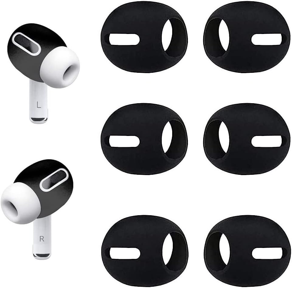 Fit in Case Air Pods Pro 2 Eartips Covers Anti-Slip Earuds Cover Silicone Compatible with AirPods Pro 2【 Fit in The Charging Case 】 3 Pairs Black pro2b
